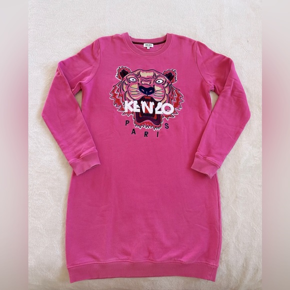 Kenzo Womens Pink Logo Pullover Sweater Dress Size S - Picture 1 of 3